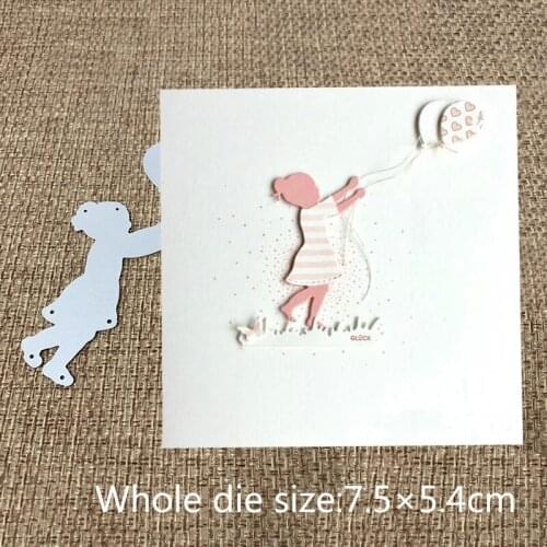 XLDesign Craft Metal Cutting Dies Cute girl holding a balloon Scrapbooking Album Paper DIY Card Craft Embossing Die Cuts