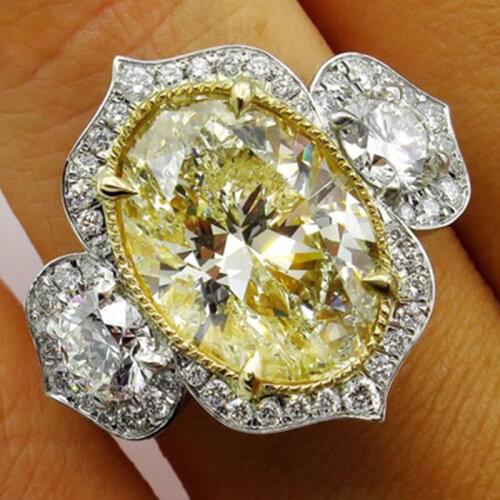 2019 High Quality Golden Yellow Egg Ring Luxury Zircon Birthstone Rings For Women Wedding Anniversary Gifts Jewelry Accessories