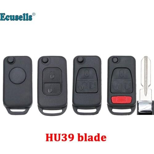 1/2/3/4 buttons Replacement Flip Folding Remote Car Key Shell For Mercedes-Benz W168 W124 W202 1984-2004 A C E HU39 UNCUT BLADE