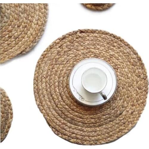 1PC Round Bamboo Placemats Handmade Pastoral Cup Mats Kitchen Decoration Accessories Insulation Pads Tea Cup Coaster