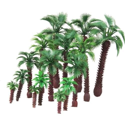 15pcs Mix Size Layout Model Train Palm Trees Scale HO O N Z Layout Scenery