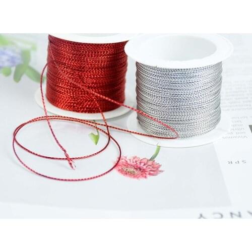 20M 1mm Wire Rope Gold/Silver/Red Cord Thread String Strap Ribbon Tag Line Bracelet Making No-slip Clothing Gift Wrap Decor