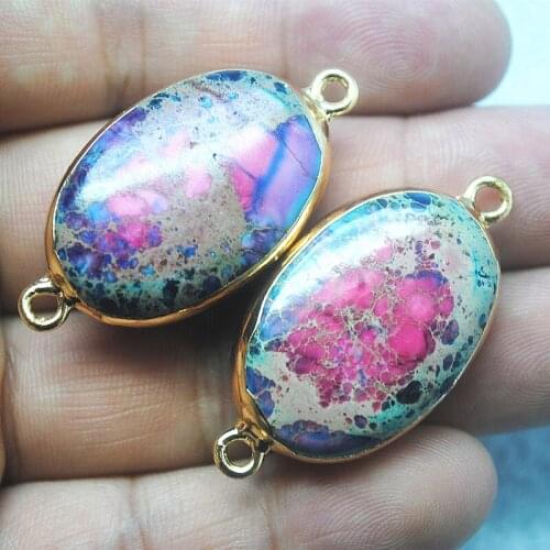 3pcs nature love gem stone pendants or connectors 30x22mm hot colors oval shape for matching necklace items wholesale price