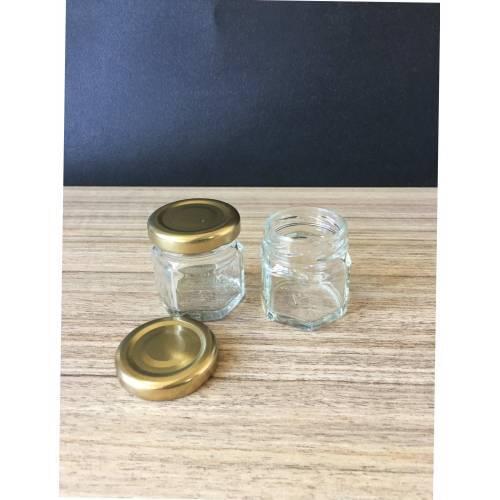 40 cc CORNERED MINI GLASS JAR GOLD COVER (GOLD LID, KITCHEN, SPICE, GIFT, HOBBY, WEDDING, ENGAGEMENT) YOUR BIGGEST HELP