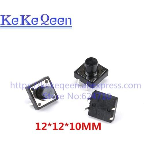 50Pcs/Lot 12x12x10 12x12x10MM Touch Button Micro Switch Direct Plug-in Self-reset 12*12*10mm keys button DIP 4PIN 12*12*10