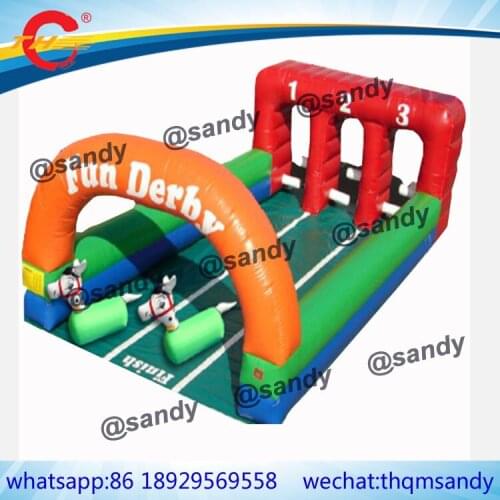 Free air ship to door,3 lane Inflatable fun Derby Horse,Inflatable Race Horse sport Game,Inflatable Pony Race