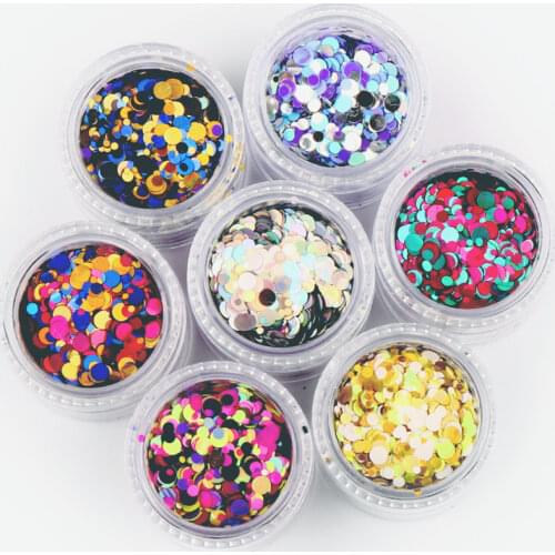 10ml Holographic Glitter Flakes Round Shape Sequins Colorful Resin Filling Silicone Mold Filler Jewelry Making Supplies Nail Art