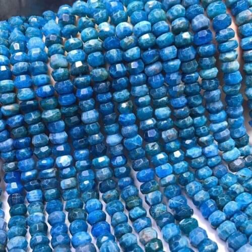 LOOSE BEADS blue Apatite roundelle faceted 10*6mm wholesale for DIY jewelry necklace 36cm