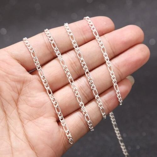 1 Meter Stainless Steel Silver Plated Figaro Chain 3mm 4.5mm 6mm Width 3:1 Cable Link for Jewelry Making