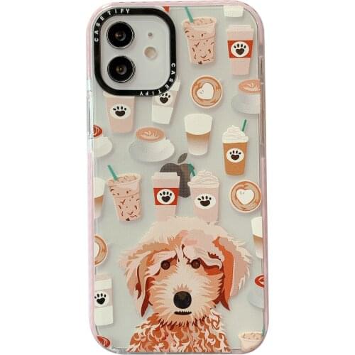 Lovely Bubble Tea Dog Case for iPhone 12 Pro Max Back Phone Cover for 12 Mini 11 Pro Max X XS XR 8 7 Plus SE 2020 Capa