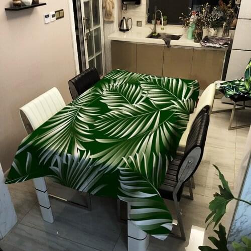 Green Leave 3D Printing Table Cover Waterproof Tablecloth Kitchen Items Coffee Table For living Room Dining Table Decoration