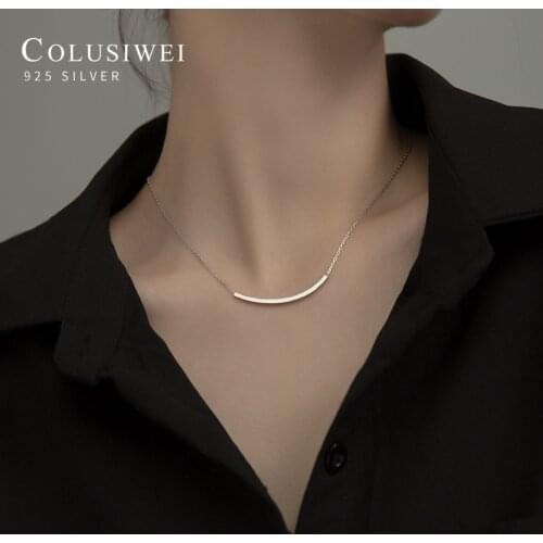 Colusiwei Hight Quality 925 Sterling Silver Geometric Pendant Necklace for Women Link Chain Adjustable Necklace Fashion Jewelry