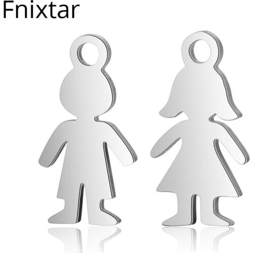 Fnixtar High Quality Stainless Steel Boy Girls Small Charms Metal Charms Pendant Polished Jewelry Bracelet Accessories 20pcs/lot