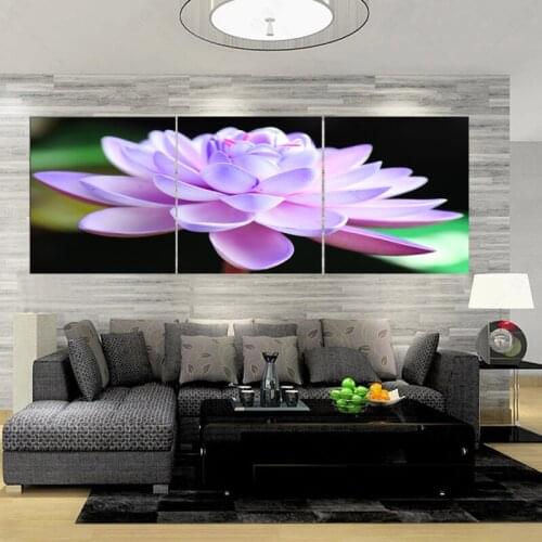Canvas Painting Three-picture Home Decor Combination Paintings Wall Pictures Living Room Wedding Christmas Decor Lotus
