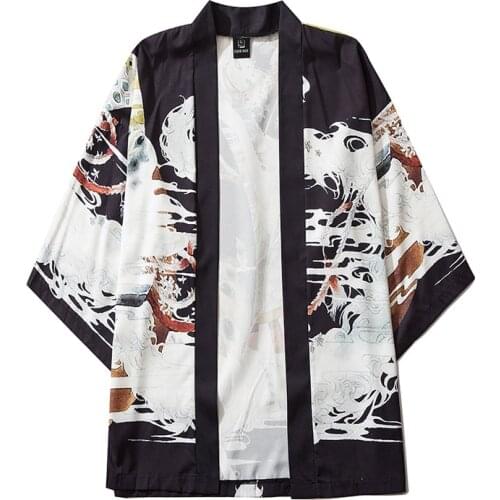 Kimono Cardigan Men Obi Yukata Women Haori Samurai Clothing Vintage Japanese Clothing Daily Street Lounge
