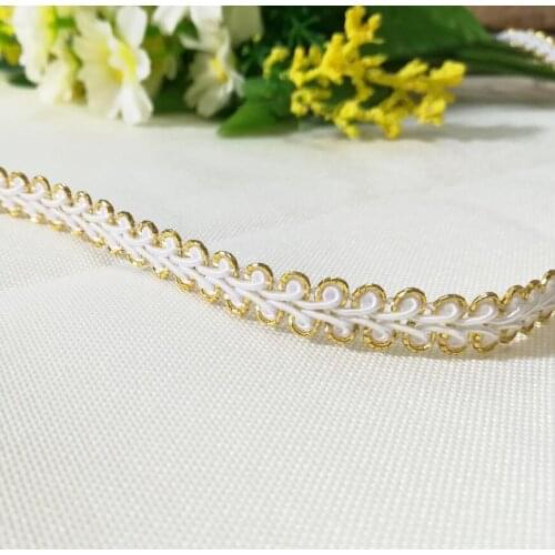 1M Latest Applique High Quality Gold Laces Fabric Wide 1cm Lace Ribbon Guipure Trim Fabric Lace Sewing Trimmings dentelle P05
