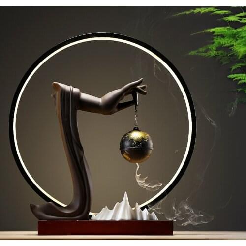 Buddhist Incense Burner Incense Waterfall Ceramics Backflow Incense Burner Living Room Decor Incienso Quemador Oil Burner DA60XX