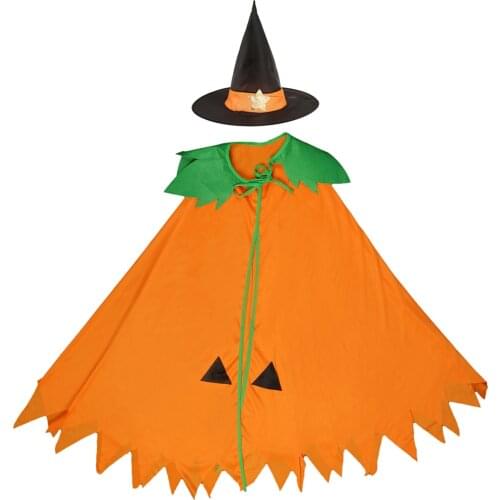 Halloween Pumpkin Cloak Cape Cosplay Costume Home Party Role Play Fancy Dress up