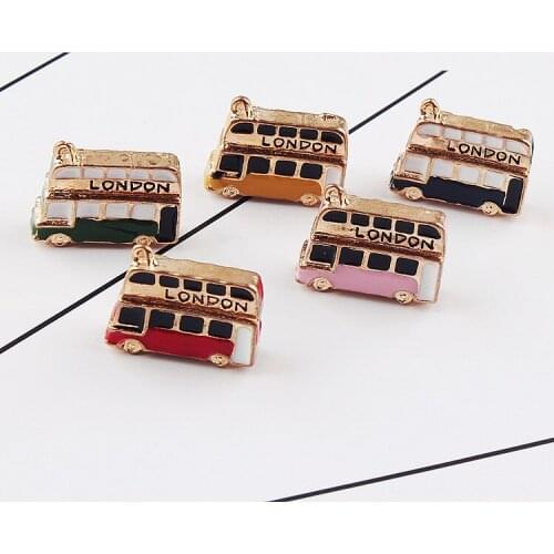 Min order 30pcs/lot alloy drop oil gold-color cartoon bus/cars shape metal floating locket charms diy jewelry keychain pendants