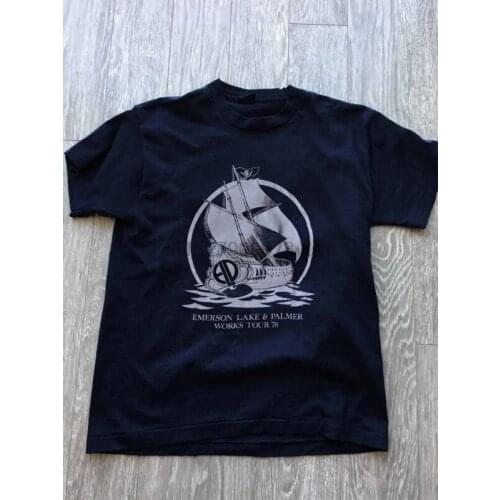 VINTAGE rare EMERSON LAKE & PALMER Works Tour 1978 Mens T Shirt REPRINT