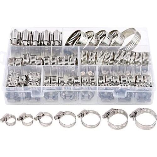 60-Piece Hose Clamp Set, 8-38 Mm Pipe Clamps Made Of 201 Stainless Steel, 7 Sizes Hose Clamps, Hose Ties, For Pipes