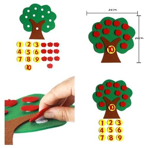 Nonwoven Apple Trees 1-10 Digital Kindergarten Math Area Toys Number Puzzle Kit Materials For Kids Educational Equipment