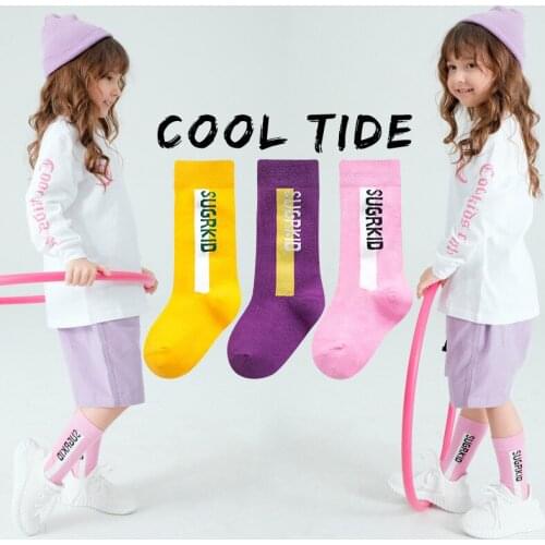 3 Pair/lot Kids socks cotton made Girls Boys Mid Socks Fashion Korean Letter pattern for Spring and Autumn Campus Style Socks