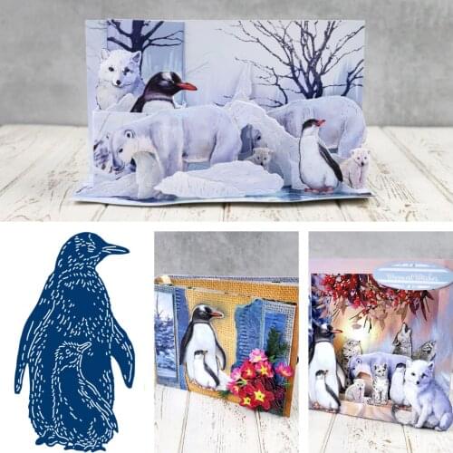 New 2021 Penguins Cutting Dies for DIY Scrapbooking Crafts Dies Cut Stencils Maker Photo Album Template Handmade Decoration