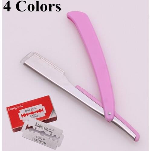 NEW ABS Hair Cut Razor Male Female Shaving Razors Barber Hair Cutting Razors Salon Folding Shaver Knife 60 Pcs + 60 Blade 74