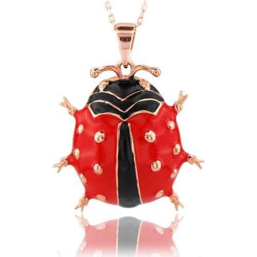 Ladybird Necklace 925 Sterling Silver Red Laydbyg Necklace