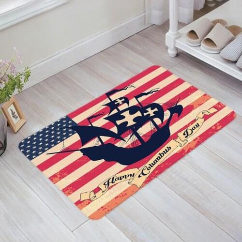 Sailboat Star American Flag Blue Red Stripes Doormat Non-slip Rug Soft Bath Mats Bathroom Supplies Carpet Living Room
