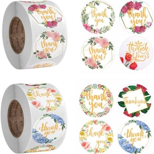 Stunning Designs Flowers Gold Foil Thank You Stickers Seal Labels for Handmade Envelope Bakery Gift Stationery Sticker 500pcs