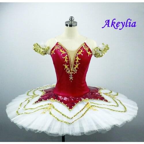 Adult Professional Tutu Ballet Nutcracker tutu Christmas Stage Cosutmes Girls Fairy Doll Classical Pancake Tutu Burgundy JN0029