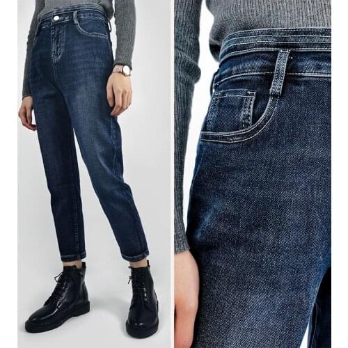 New Style In Autumn Winter Versatile Commute Womens High Waisted Cropped Jeans Loose Small Straight Tube Show Thin