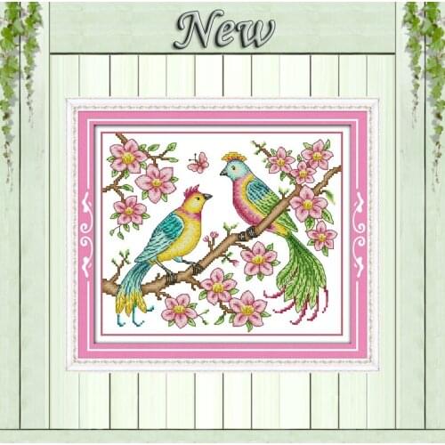 Love birds flowers diy decor painting counted print on canvas DMC 14CT 11CT Chinese Cross Stitch Needlework Sets Embroidery kits