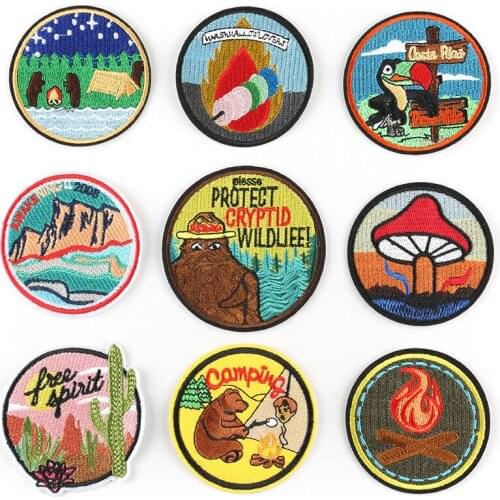 High-end Fashion Clothing Luggage Accessories Round Animal Landscape Pattern Embroidery Patch