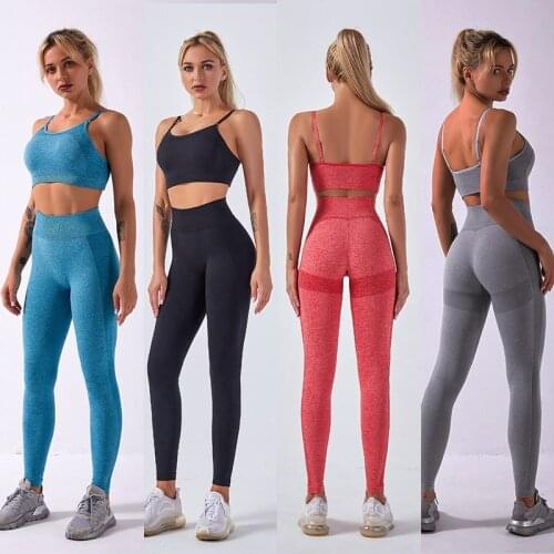Women Sportswear Sets Yoga Seamless Fitness Suits 2 Piece Lggings Sport Outfits Trousers Gym Wear Running Clothing Workout,ZF717