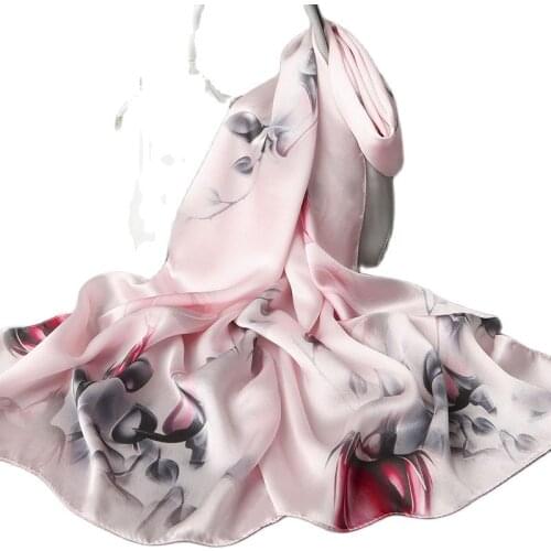 SJ0723 New Fashion Silk Spray Print Scarves Beach Towel Womens 100% Silk Scarf Shawl Ladies Scarves & Wraps