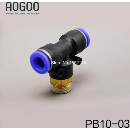 10 Pcs/Lot PB10-03 T-Type Equal Pass Pneumatic Fittings tube 10mm thread 3/8" Wholesale
