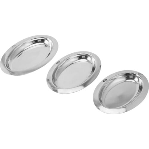 3PCS Glossy Tray Oval Metal Tray Breakfast Plate Stainless Steel Meal Tray Bread Plate Cake Baking Trays Serving Trays