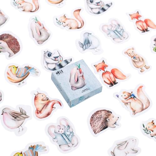 45pcs/pack Cartoon Animal Boxed Stickers Children Dairy Sticker And 3D Sticker Multiple Choices For Gifts And DIY Decoration