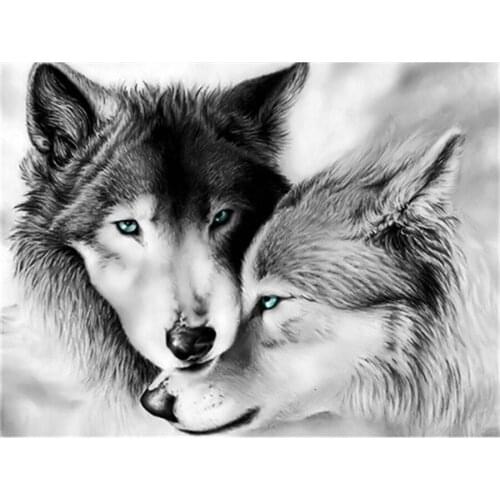 5D DIY Diamond Painting Full Round Square couple Wolf Diamond Embroidery Animal Crafts Kit Cross Stitch