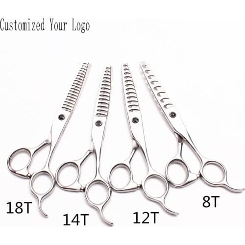 6" 440C Engrave Logo Dog Scissors Straight Shears Thinning Shears Pet Scissors Kit Pet Grooming Scissors Kit Dropshipping C2004