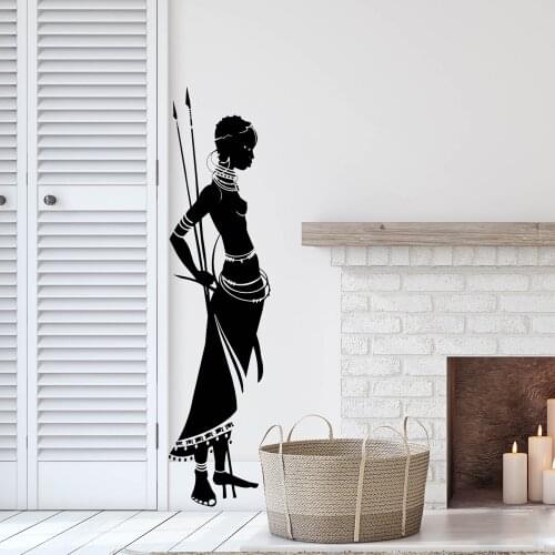 African Woman Wall Decor Decal Living Room Home Decor Housewares Tribal Girl Vinyl Wall Sticker Bedroom Wallpaper G84