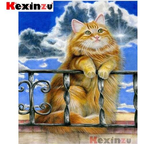Kexinzu Full 5D DIY Square/Round Drill Diamond Painting "Yellow fat cat" Diamond Embroidery Cross Stitch 3D Decor Gift K@552#6