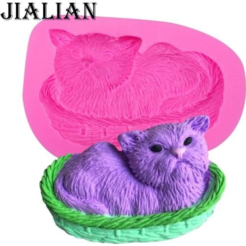 Free shipping cat soap mould chocolate Party cake decorating tools DIY baking fondant silicone mold 0394