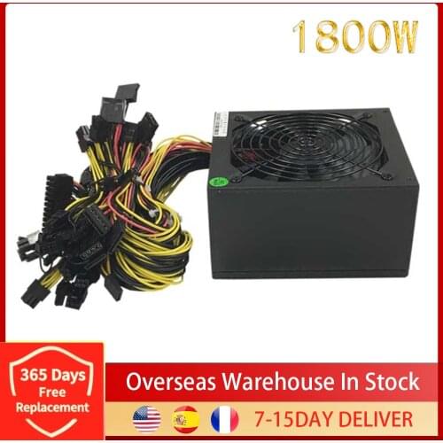 1800W ATX Mining Machine Power Supply Set 180V-265V Input Support Multi-channel 8 High-end Dispaly Cards Dropshipping
