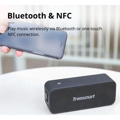 Tronsmart T2 Plus NFC Bluetooth 5.0 Speaker 20W TWS Portable Column IPX7 Waterproof Voice Assistant Soundbar with Micro SD