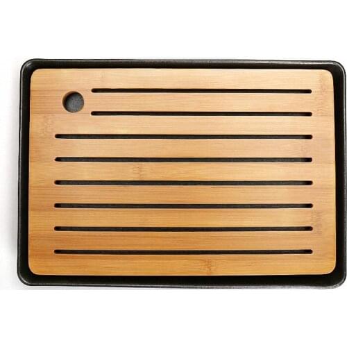 PINNY Natural Bamboo Ceramics Tea Tray Japanese Style Tea board Vintage Kung Fu Tea Sets High Quality Teapot Crafts Tray
