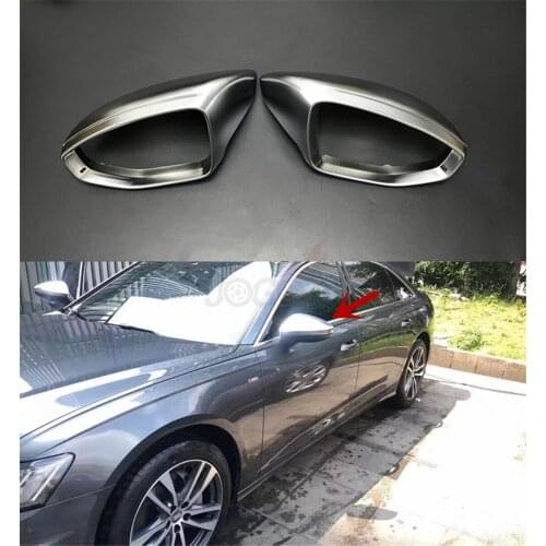 Car Side RearView Mirror Cover Case Shell Caps Matte Silver Chrome For AUDU A6 C8 A7 A8 D5 2018 2019 2020